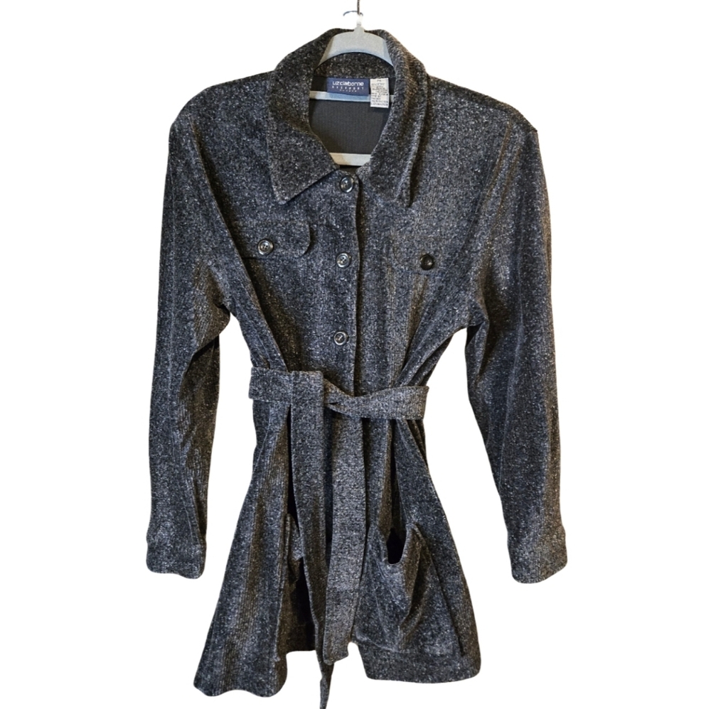 Liz Claiborne Gray Belted Sweater Trench Coat